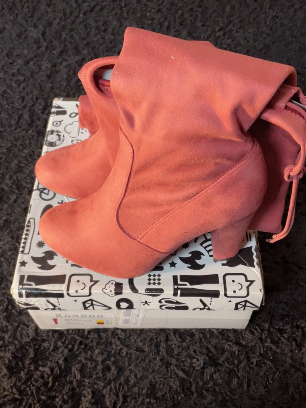 BAMBOO Coral Pink Over-the-Knee Block Heel Boots
